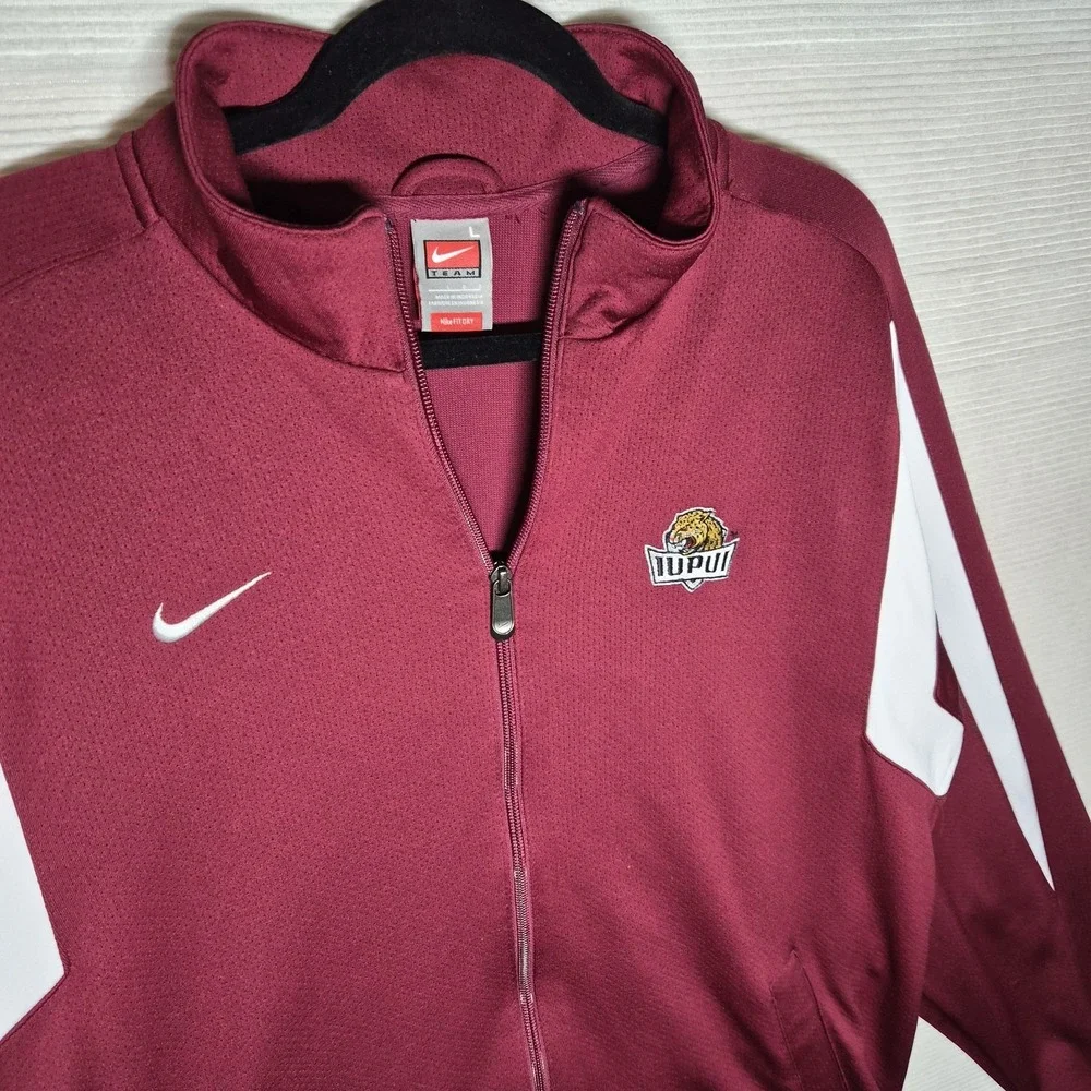 Nike IUPUI Jaguars Full Zip Track Jacket Mens Large‎ Maroon NikeFIT Dry
